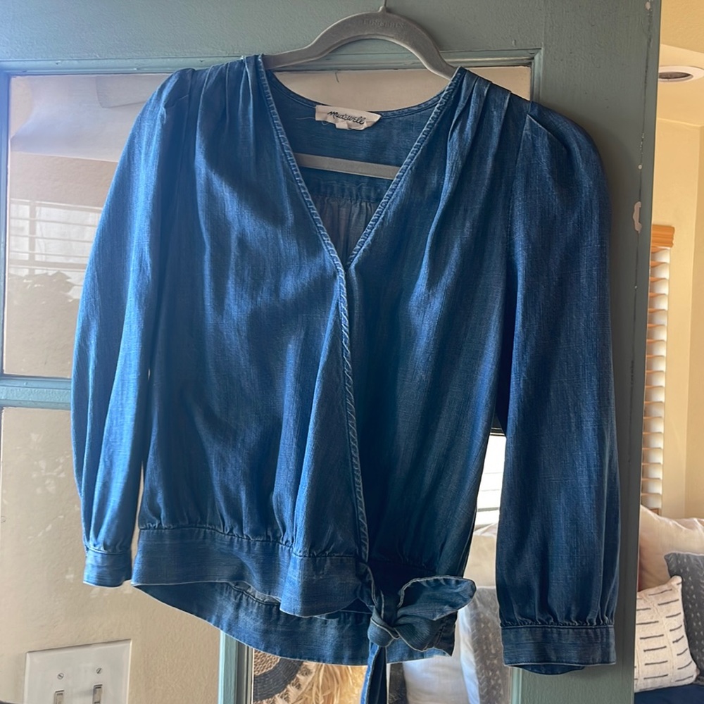 Madewell chambray tie top